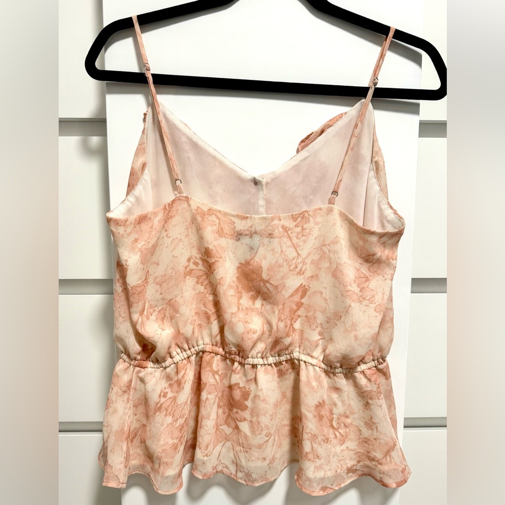 EXPRESS Floral Drawstring Tie Waist Ruffle Cami - Picture 2 of 4
